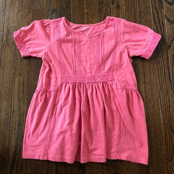 Garnet Hill Kids Girls XL Dusty Pink Pintucked Knit 100% Cotton Short-Sleeve Top - Picture 2 of 9